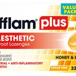 Difflam Plus Sore Throat Lozenges, Honey and Lemon 32 Pack
