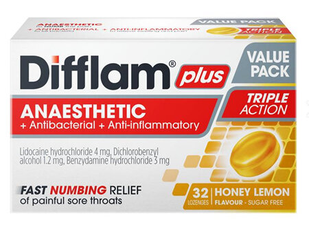 Difflam Plus Sugar Free Anaesthetic Honey & Lemon  32s Lozenge Value Pack