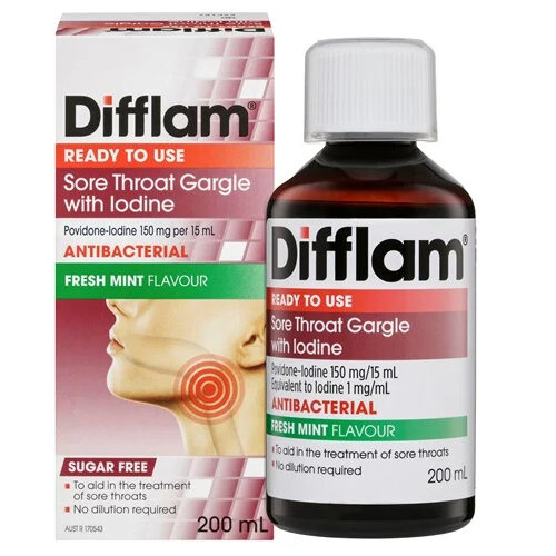 DIFFLAM Ready To Use Sore Throat Gargle 200ml