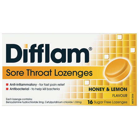 Difflam Sore Throat Lozenges, Honey and Lemon 16 Pack