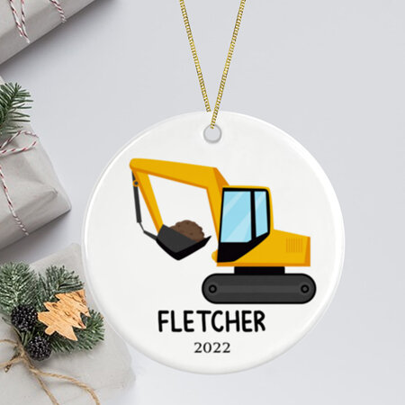 Digger Personalised Ceramic Christmas Ornament