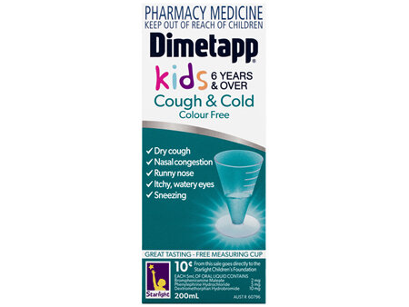Dimetapp Cough & Cold Kids 6 Years & Over Colour Free 200ml