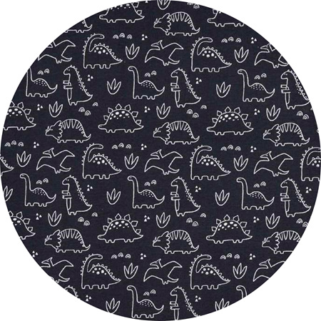 'Dinos' GOTS Certified Organic Cotton Knit, Black 190gsm