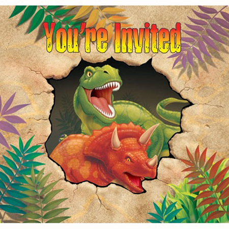 Dinosaur invites - pack of 8