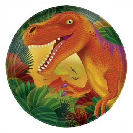 Dinosaur round plate x 8