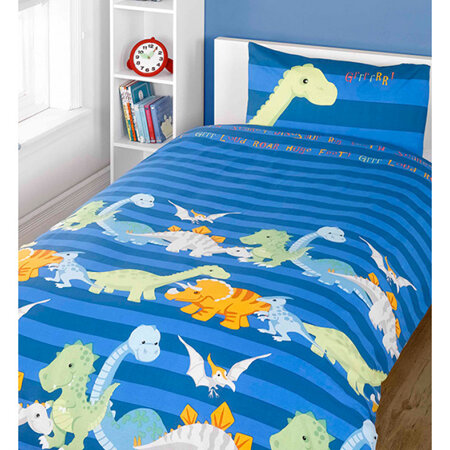 Dinosaurs Blue Single Duvet Cover Set