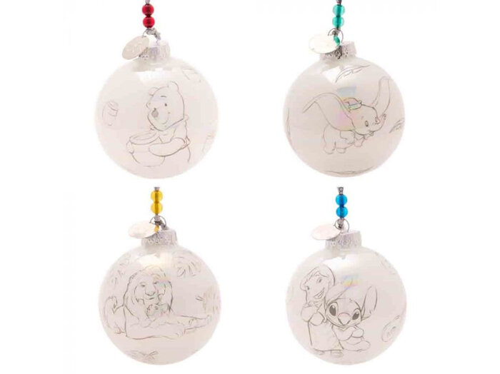 Disney 100 Christmas Glass Baubles Set of 4 Classic Characters