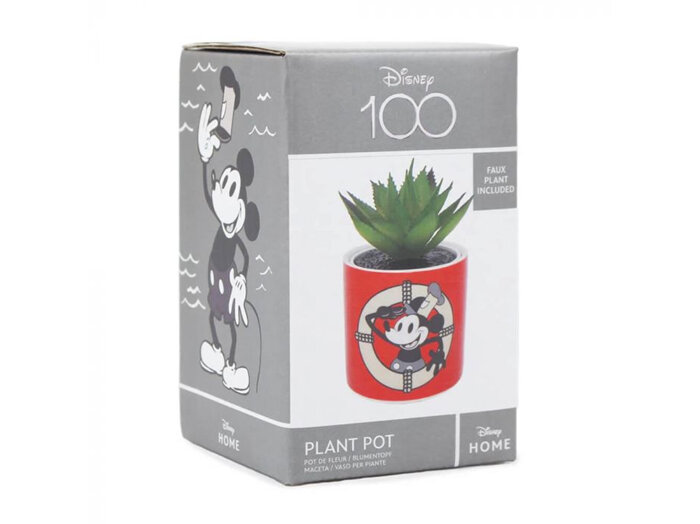 Disney 100 Mini Planter with Faux Plant Steamboat Willie Mickey Mouse
