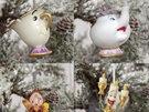 Disney Christmas Hanging Ornaments Mrs Potts, Chip & Friends Set of 4