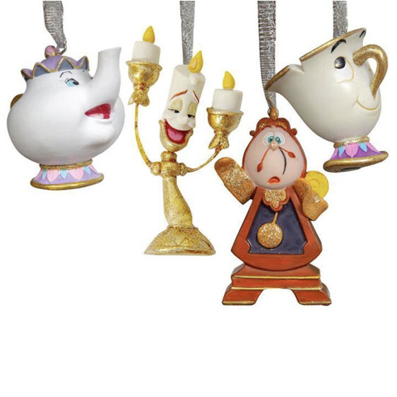 Disney Christmas Hanging Ornaments Mrs Potts, Chip & Friends Set of 4 Widdop Co