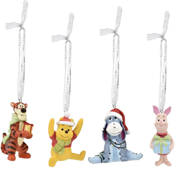 Disney Christmas Hanging Ornaments Winnie the Pooh Set of 4
