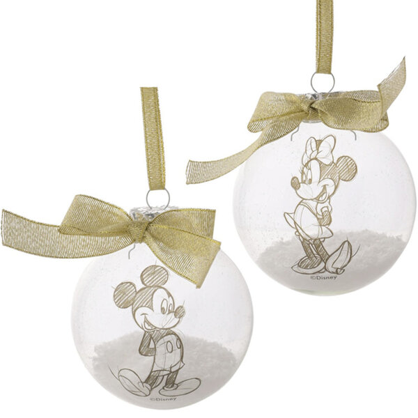 Disney Collectible Set of 2 Baubles : Mickey & Minnie Mouse