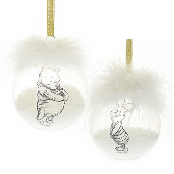 Disney Collectible Set of 2 Baubles : Winnie the Pooh & Piglet