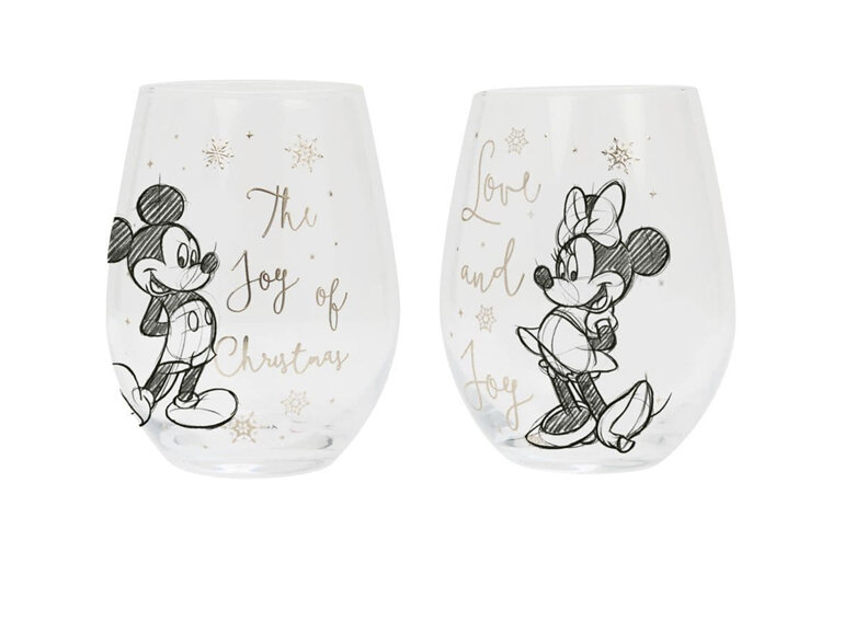 Disney Collectible Set of 2 Glasses Mickey & Minnie