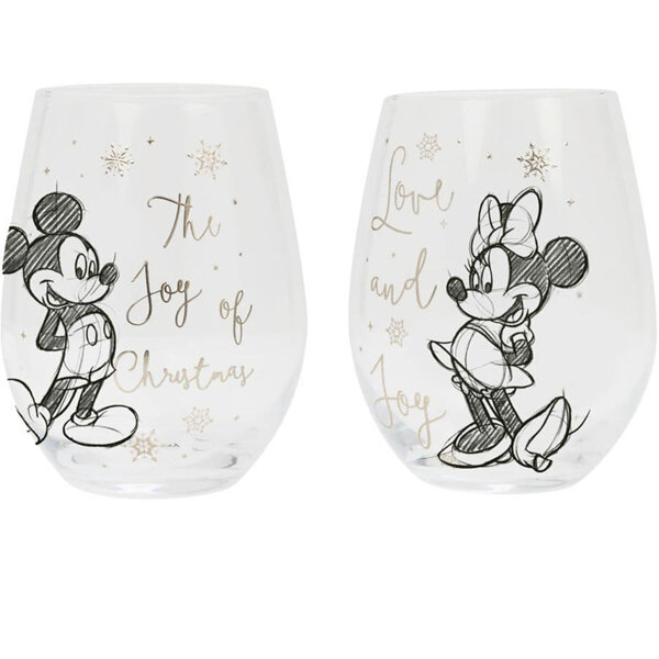Disney Collectible Set of 2 Glasses Mickey & Minnie