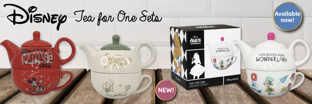 Disney Tea for One Teapot Cup Set Mickey Mouse Winnie the Pooh Alice  Wonderland