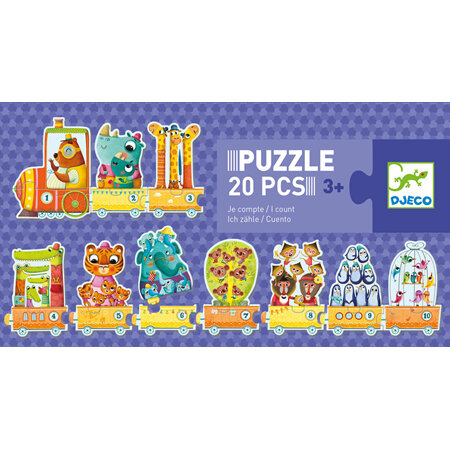 Djeco I Count Animal Train 20 Piece Puzzle