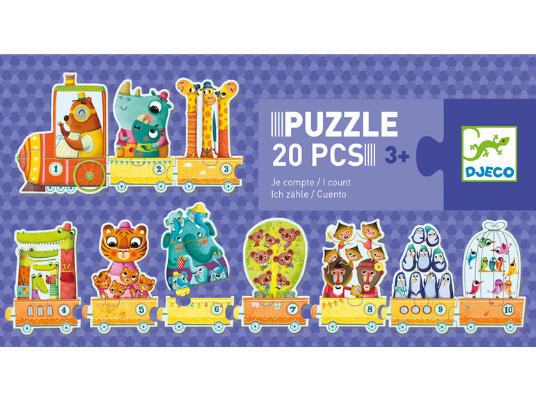 Djeco I Count Animal Train 20 Piece Puzzle jigsaw toddler numeracy educational