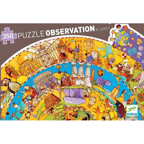 Djeco Observation Puzzle History Spiral Round 350 Piece & Booklet