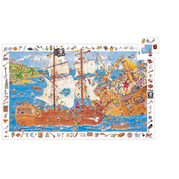 Djeco Observation Puzzle Pirates 100 Piece + Poster