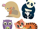 Djeco Stickers Big Sized for Toddlers - Mums & Baby Animals 120 Easy Peel