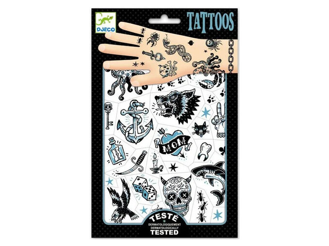 Djeco Tattoos Dark Side | Temporary, Dermatologically Tested Pack of 50+