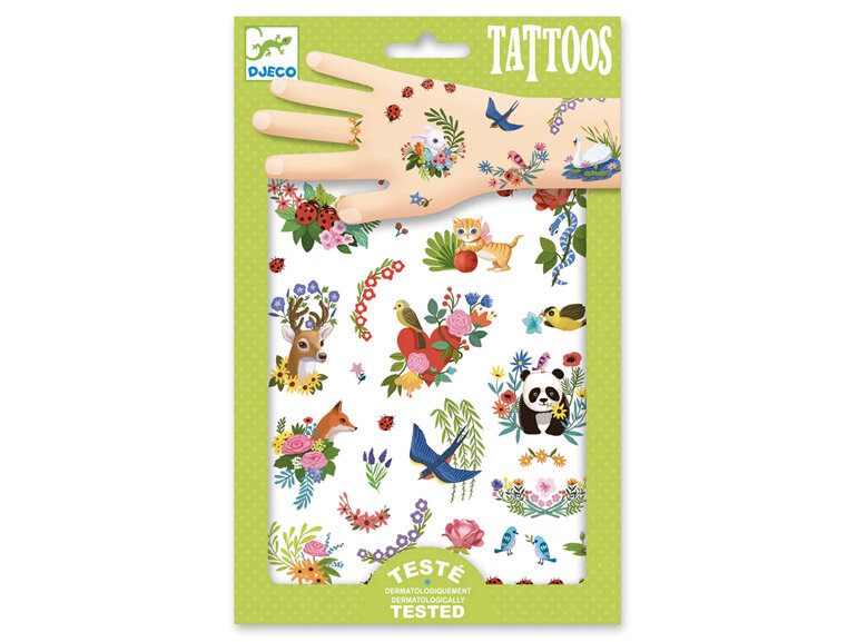 Djeco Tattoos Happy Spring | Temporary, Dermatologically Tested Pack of 50+