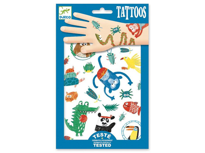 Djeco Tattoos Snouts | Temporary, Dermatologically Tested Pack of 50+