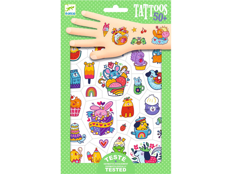 Djeco Tattoos Sweet Mimi | Temporary, Dermatologically Tested Pack of 50+