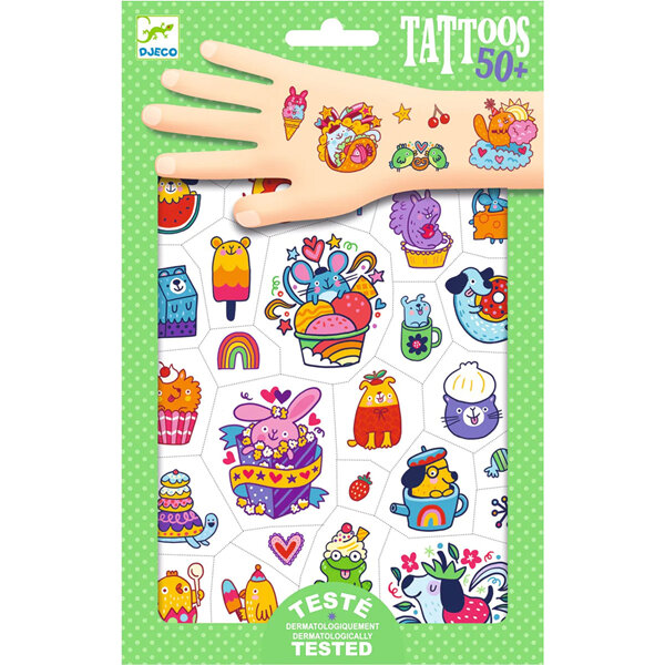 Djeco Tattoos Sweet Mimi | Temporary, Dermatologically Tested Pack of 50+