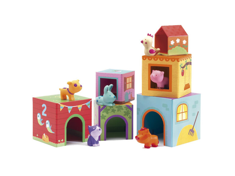 Djeco Topani farm Nest & Stack Infant Cubes baby toy