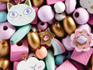 Djeco Wooden Beads Cats & Rainbows Set threading necklace