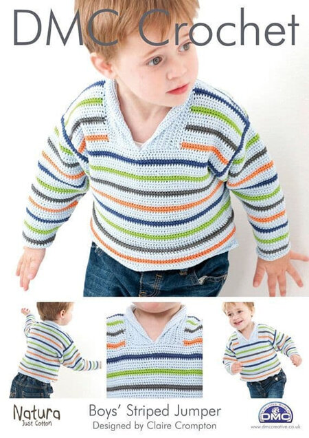 DMC Crochet Pattern Boys Striped Jumper