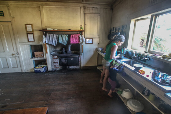 doc kahurangi keepers hut interior photo kitchen tramping