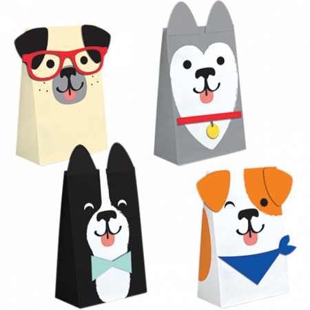 Dog party paper bags x 8