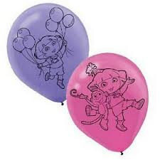 Dora Party Balloons - 6 pack pink and purple