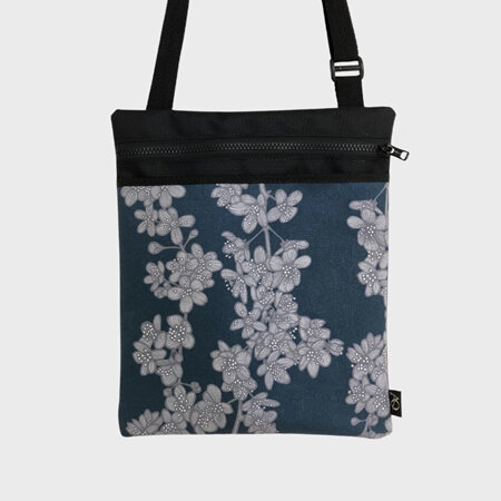 Dory Medium fabric bag - navy cherry blossom