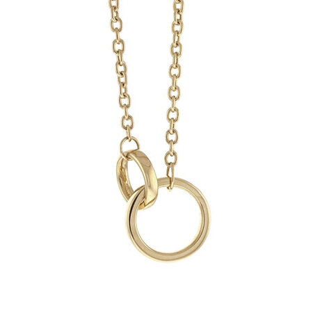 Double Hoop Yellow Gold Necklace