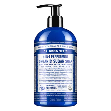 DR BRONNER'S 4IN1 SUGAR SOAP - PEPPERMINT 355ML