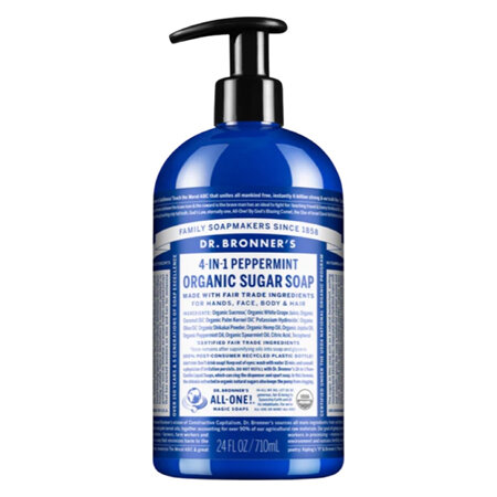 DR BRONNER'S 4IN1 SUGAR SOAP - PEPPERMINT 710ML