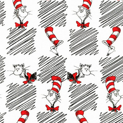 Dr Seuss - The Cat In The Hat - Scribble Square White