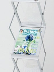 DR1003 - A4 x 6, Silver alloy frame with frosted acrylic slanted shelves