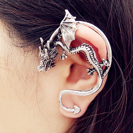 Dragon Ear Cuff - Silver Plated
