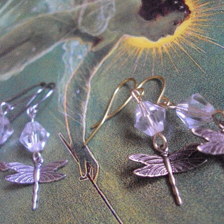 Dragonfly crystal Czech bicone earrings