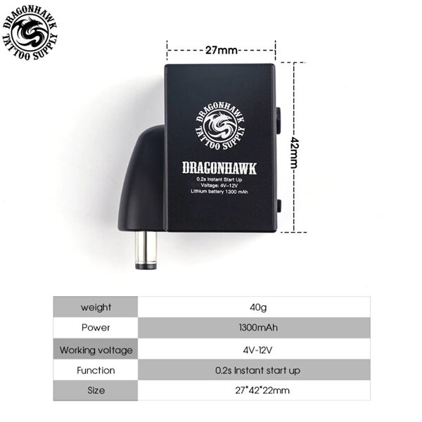 Dragonhawk B1 Wireless Tattoo Battery Power Supply DC Connect P211