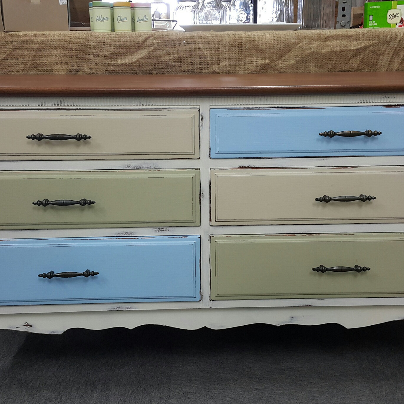 Multi coloured chest of drawers