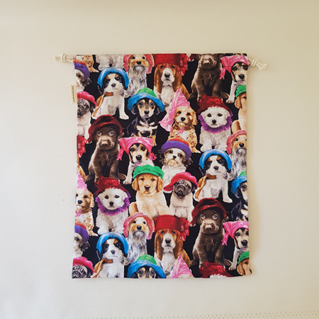 Drawstring Bag Dogs in Hats 40 x 32 cm