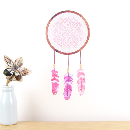 Dreamcatcher Pink wall decal  small