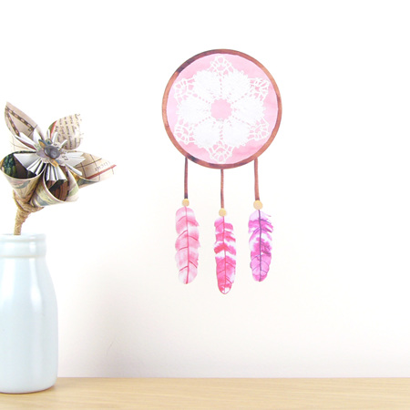 Dreamcatcher Pink wall decal  tiny