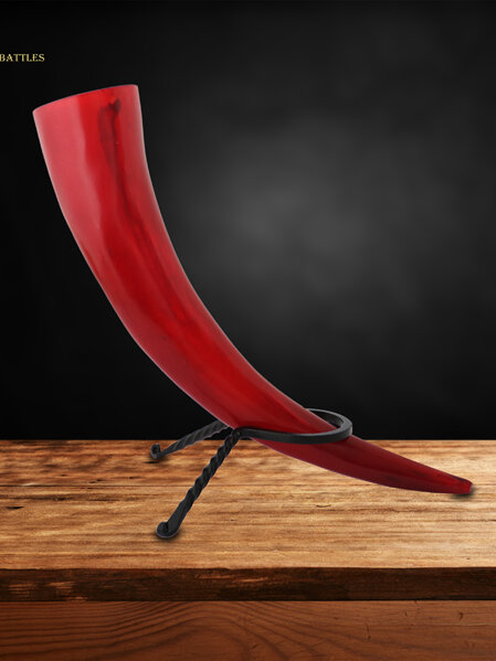 Drinking Horn Type 22 - Brilliant Blood Red with Black Accents